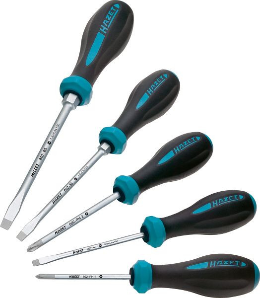 Hazet schroevendraaierset HEXAnamic®, sleufprofiel, Phillips profiel PH, 0,8 x 4 - 1,2 x 6,5, PH1 - PH2, aantal gereedschappen: 5, 802/5