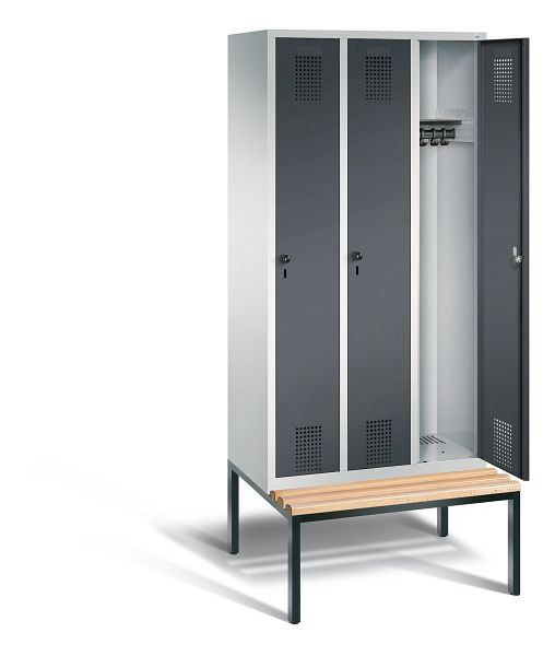 C+P garderobe Evolo, H2090xW900xD815mm, kleur: lichtgrijs / zwartgrijs, 48050-30 S10004