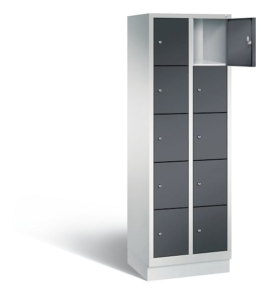 C+P lockerkast Evolo, H1800xB610xD500mm, kleur: lichtgrijs / zwartgrijs, 48020-205 S10011