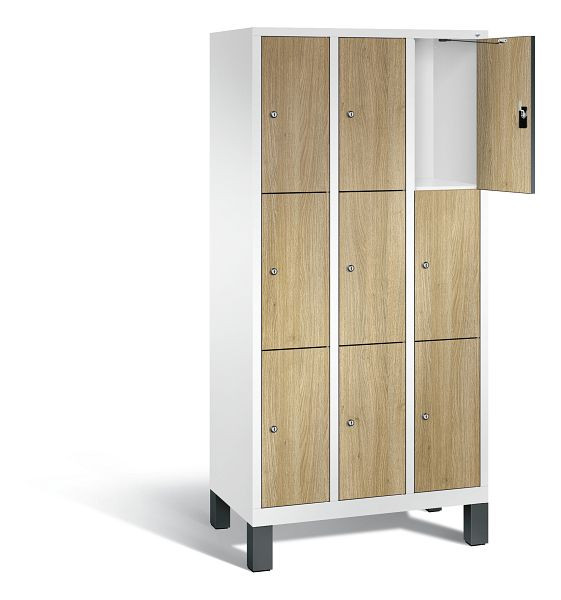 C+P lockerkast Evolo, H1850xB900xD500mm, kleur: verkeerswit / decor eiken Sereno, 48010-303 S10160
