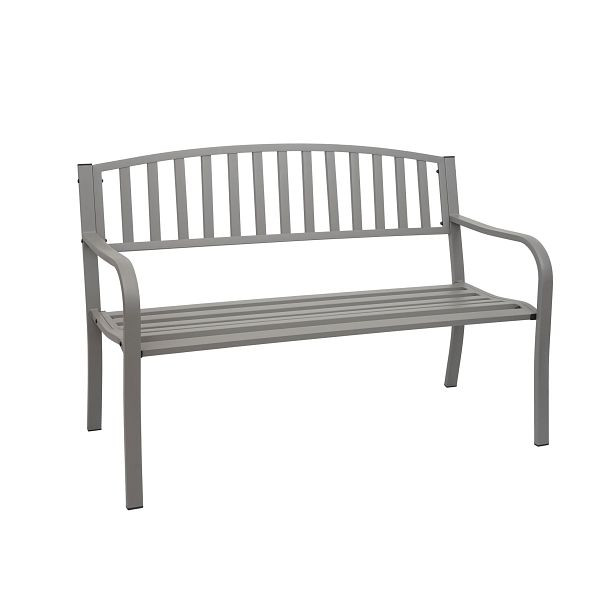 Mendler tuinbank HWC-F43, bankje parkbank, 2-zits gepoedercoat staal, grijs, 69697