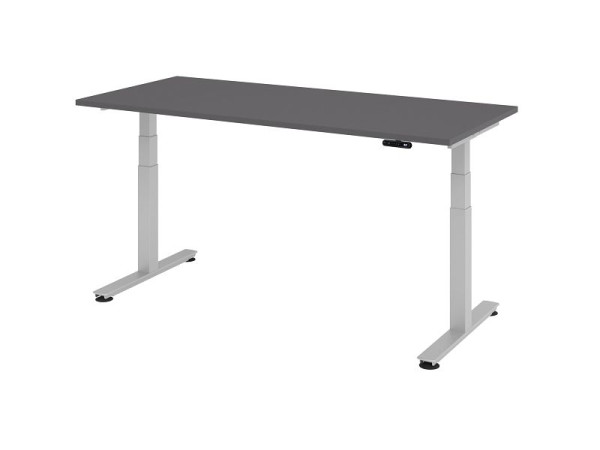 Hammerbacher elektrisch zit-sta bureau 180x80cm grafiet/zilver, werkhoogte 63,5-128,5 cm, VXDSM19/G/S