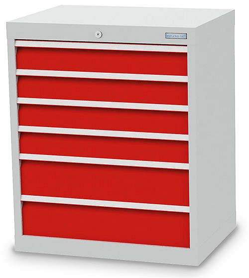 Bedrunka + Hirth ladekast, diepte 500 mm, R 24-16, 680 x 500 x 819 mm, 6 x lades (4x 100VA, 2x 150VA), draagvermogen 50 kg, 68.420