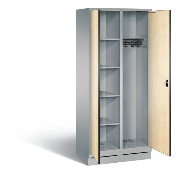 C+P reinigingsmiddelenkast Evolo, H1800xW810xD500mm, kleur: wit aluminium / Donau esdoorn decor, 48160-22 S10137