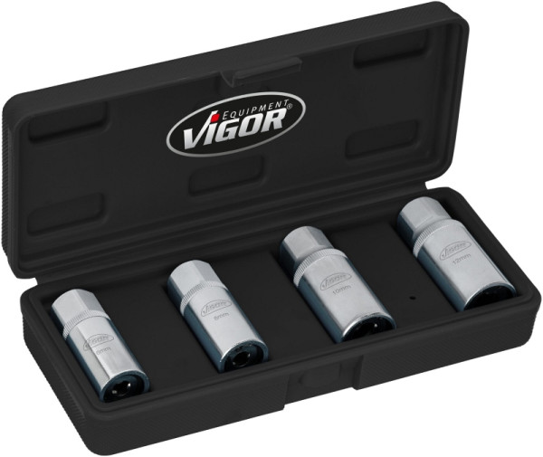 VIGOR Stehbolzen-Ausdreher Satz, Vierkant 12,5 mm (1/2 Zoll), V6412/4