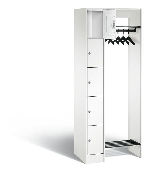 C+P open garderobe serie 8070, H1950xB740xD480mm, kleur: verkeerswit, 80700-00 S10327