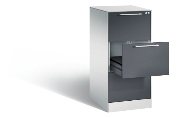 C+P archiefkast Asisto, H1010xB440xD600mm, kleur: lichtgrijs/zwartgrijs, beugelgreep, 146245-321 S10029