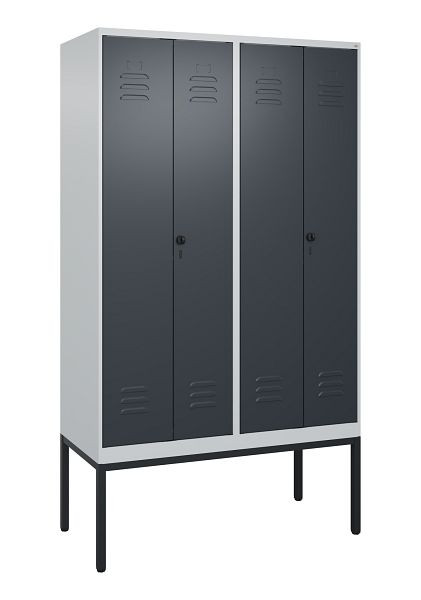 C+P Umkleidespind Classic PLUS, Doppel-Spind, Gestell, 4 Abteile, 2120x1200x500mm, 7035/7016, Drehriegel, 0800327-40P S10008
