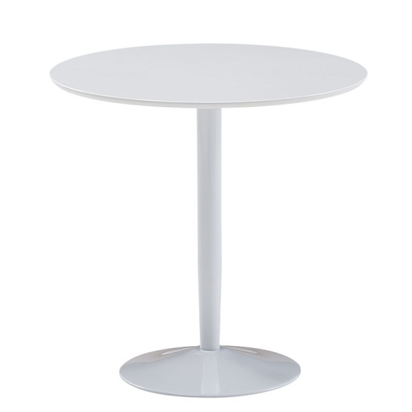 Wohnling ronde eettafel 75x75x74 cm kleine keukentafel wit hoogglans, ronde eettafel voor 2 personen, moderne ontbijttafel keuken, WL6.504