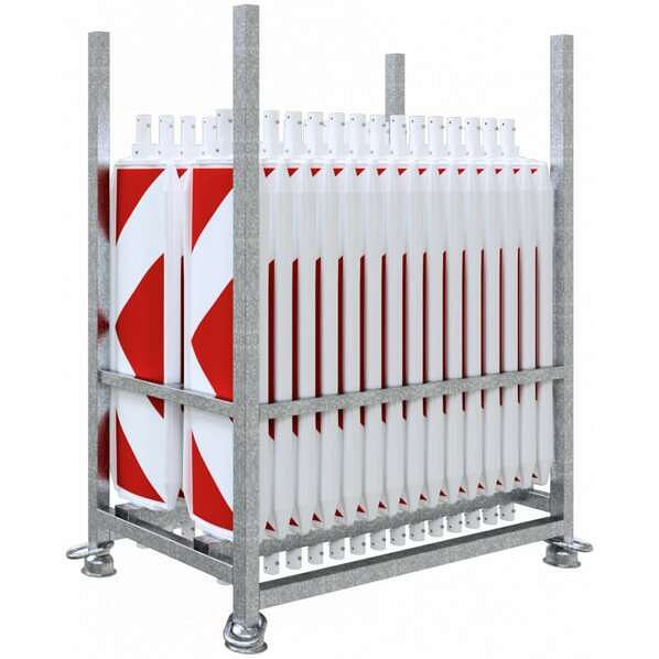 Schake bakens SET 1 bestaande uit: 1x opslag- en transportpallet, 30x BASt zwaaibaken Folie type RA2/B, dubbelzijdig rechts/links wijzend, 36NOXP2-5-SET