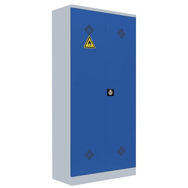 Lüllmann milieukast, 2 deuren, 4 ladeplanken, 1950 x 916 x 422 mm, lichtgrijs/gentiaanblauw, 566251