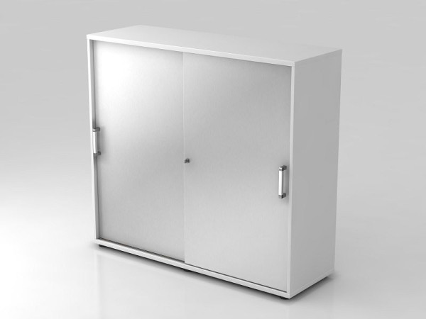 Hammerbacher schuifdeurkast 3OH 120cm chroomgreep wit/zilver, 120x40x110 cm (BxDxH), V1753S/W/S/CE