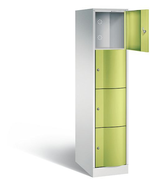 C+P XL lockerkast Resisto, H1950xB396xD640mm, kleur: lichtgrijs / virid groen, 8470-173 S10016