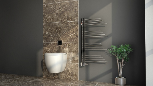 MERT designradiator BELLUNA chroom, 500 x 1000 mm, met middenaansluiting, 5-BELLUNA-50x100-CM