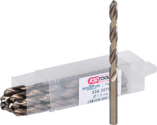 KS Tools HSS-G Co 5 spiraalboor, 7 mm, 10 stuks, 330.3070