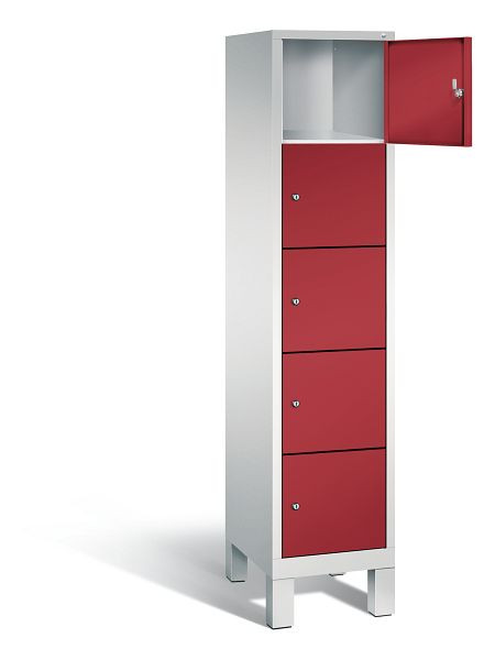 C+P lockerkast Evolo, H1850xW420xD500mm, kleur: lichtgrijs/robijnrood, 48010-125 S10047