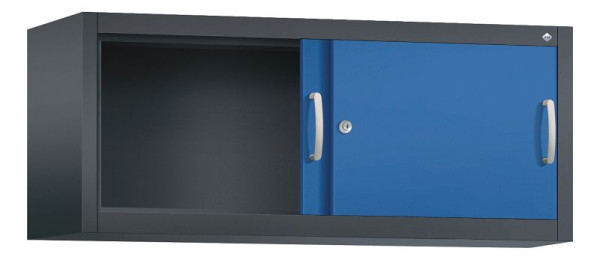C+P bovenkast Acurado, H500xB1200xD400mm, kleur: zwartgrijs / gentiaanblauw, beugelgreep, 1 niveau, 2044-00 S10084