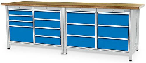 Bedrunka + Hirth box werkbank serie 2500 R18-24, 3x100, 1x300, 4x150, 6x200, lade volledig uittrekbaar 100%, 2500 x 750 x 959 mm, 03.25.4433V9