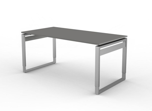 Kerkmann bureau met ijzeren frame, vorm 5, B 1600 x D 800 x H 680-820 mm, grafiet, 11405112