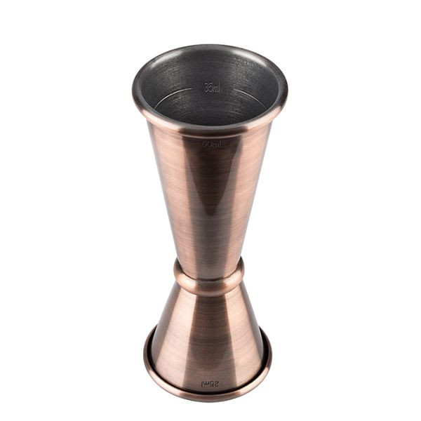 APS staafmaat, Ø 4 cm, hoogte: 11 cm, roestvrij staal, antiek koperlook, volume: 2,5 / 5 cl, met vulstreep 3,5 cl / 1,5 cl, 93324