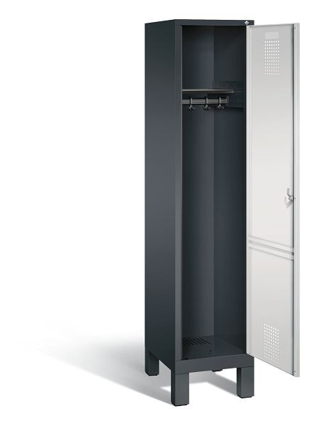 C+P Evolo kleerkast, H1850xB420xD500mm, kleur: zwartgrijs/lichtgrijs, 48010-12 S10041