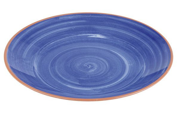 APS bord -LA VIDA-, Ø 40,5 cm, hoogte: 5,5 cm, melamine, buitenkant: terracotta look, binnenkant: decor in blauw, 84170