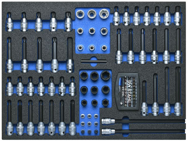 SW-Stahl werkplaatswagen assortiment, schroefbits 1/4" en 1/2", 102 stuks, voor werkplaatswagen 07050L, Z3010-4