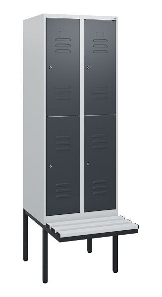 C+P dubbeldekskast Classic PLUS, 2 compartimenten, 1950x600x815mm, 7035/7016, cilindersloten, zwevende zitting, 0803405-20 S10083
