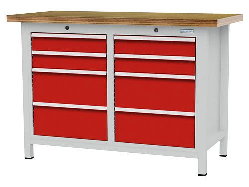 Bedrunka+Hirth boxwerkbank, R 18-16, aantal lades: 8, afmetingen: 1250 x 600 x 859 mm, draagvermogen lade(s): 50 kg, 03T512H60250