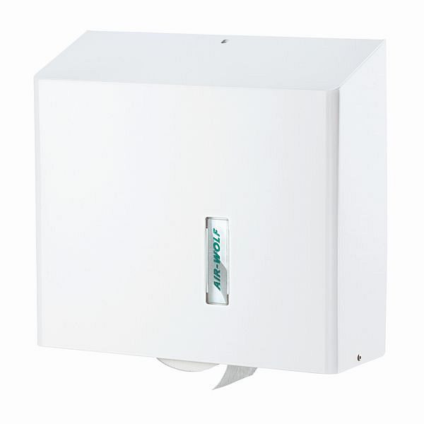 Air Wolf toiletpapierdispenser, Omega-serie, H x B x D: 350 x 377 x 133 mm, wit roestvrij staal, 29-436