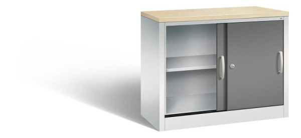 C+P dressoir met schuifdeuren Acurado, H720xB1000xD400mm, kleur: lichtgrijs / vulkaangrijs, beugelgreep, 2 niveaus, 5725-00 S10121