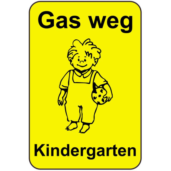 Steen HGS kinderinformatiebord/verkeersbord Gas weg kleuterschool, 500x750mm, reden: geel geschilderd, 14777