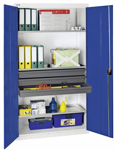 stumpf gereedschaps- en materiaalkast serie 3000, 7035/5010, 3 laden 100 mm, 3 legborden, 3008274