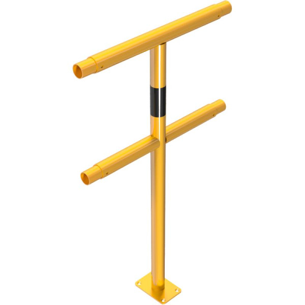 Stone HGS beschermrailing van stalen buis Ø 48 mm, middenstijl, hoogte 1000 mm, lengte 600 mm (in combinatie 500 mm), voor deuvels, (voetplaat 100x150mm), 448.81pbg