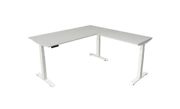 Kerkmann sta-/zittafel Move 4 nieuw 180 x 80 cm met verlengstuk 100 x 60 cm frame wit, tafelblad lichtgrijs, 10093111