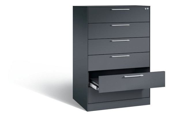 C+P ladekast Asisto, H1310xB800xD600mm, kleur: zwart-grijs, beugelgreep, 146223-624 S10006