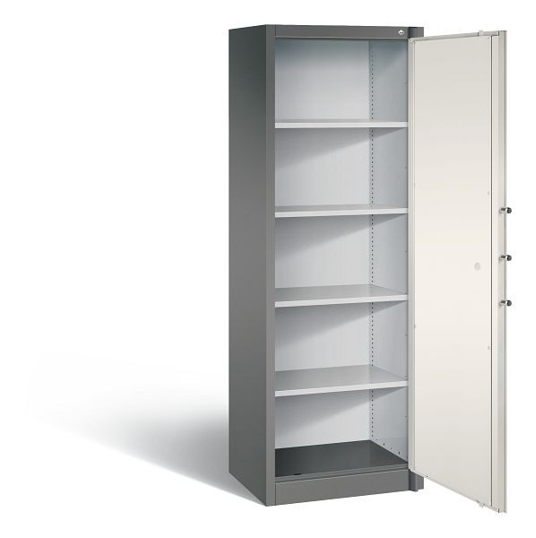 C+P brandbeveiligingskast Certos, H1950xB650xD500mm, kleur: vulkaangrijs / vulkaangrijs, handgreep, 5 FH, 1161-000 S10004