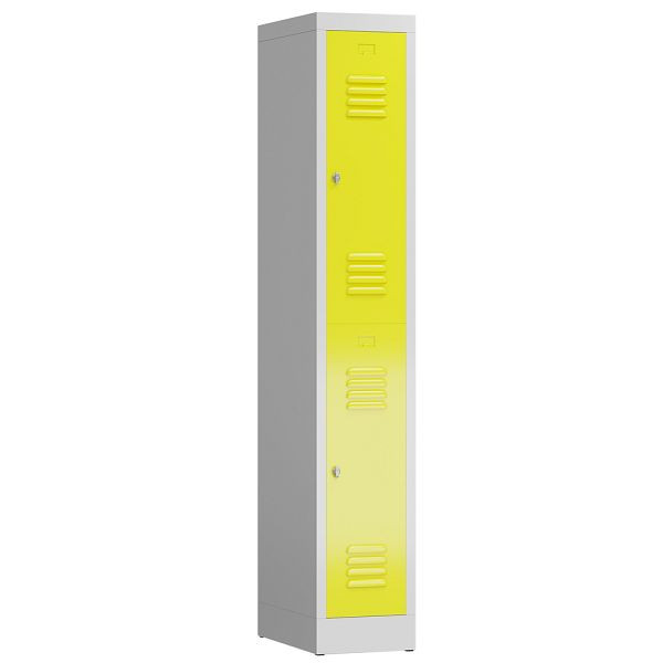Lüllmann ClassiX kledingkast, 1 vak, dubbeldekker, 1800 x 310 x 500 mm, lichtgrijs/zinkgeel, X-520216