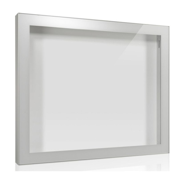 Stone HGS vitrine -Infomedia CL- met veiligheidsslot, opschriftblad, wit, zilver geanodiseerd, 170mm/150mm, passepartout gelakt in RAL 7035, afmetingen (B x H): 1150 x 940 mm, 21128-01021