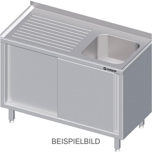 Stalgast spoelbakkast met schuifdeuren 1100x700x850 mm, met rechts een spoelbak, met opstand, gelast, VSK11721RA