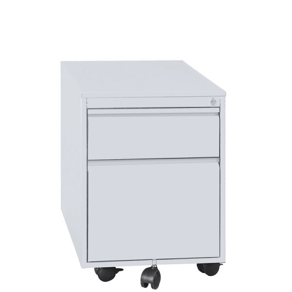 Lüllmann rolcontainer, greeplijst voorzijde, 2 laden, 550 x 400 x 590 mm, lichtgrijs, 505100