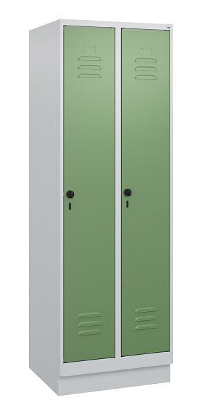 C+P luierkluis Classic PLUS met middenwand, bodem, 2 vakken, 1800x600x500mm, 7035/6011, veiligheidsdraaigrendel, 0800207-20F S10006