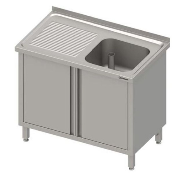 Stalgast spoelbakkast met draaideur 600x600x850 mm, met spoelbak met opstaande rand, gelast, VSK06620A