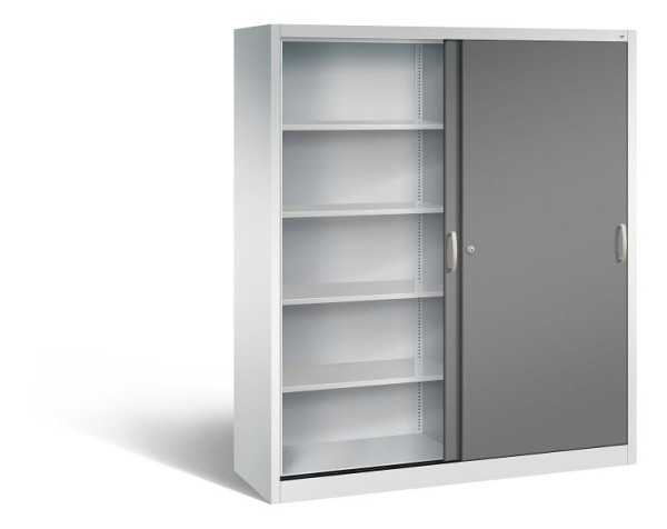 C+P schuifdeurkast Acurado, H1950xB1600xD500mm, kleur: lichtgrijs / vulkaangrijs, beugelgreep, 5 niveaus, 2150-00 S10176