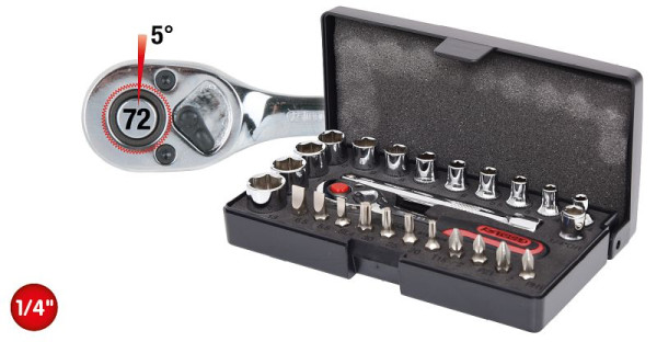 KS Tools 1/4" CHROMEplus dopsleutelset, 26-delig, 918.0626