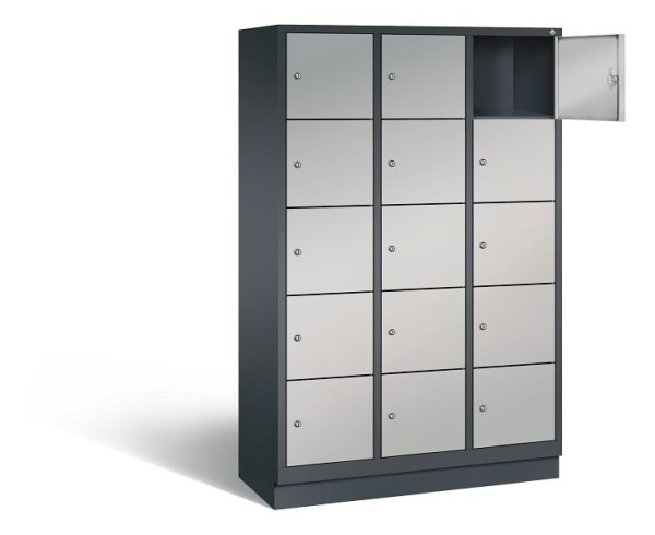 C+P lockerkast Evolo, H1800xB1200xD500mm, kleur: zwart-grijs/wit aluminium, 48020-325 S10125