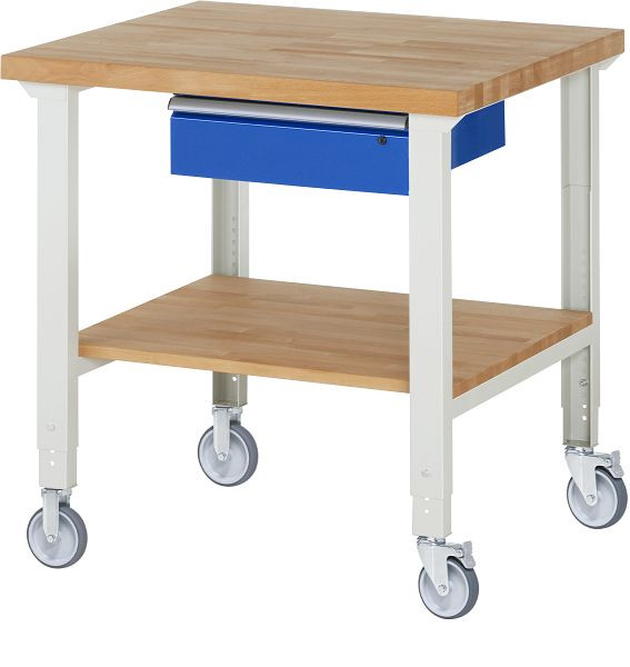 RAU verrijdbare werkbank (in hoogte verstelbaar) 7001A7, 1000x900x950-1000mm, elk 2 bokwielen en zwenkwielen, 05-7001A7-109B4H22.11