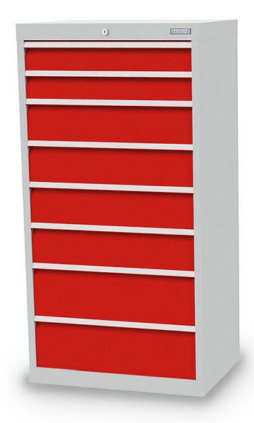 Bedrunka + Hirth ladekast, diepte 500 mm, R 24-16, 680 x 500 x 1319 mm, 8x lades (2x 100VA, 4x 150VA, 2x 200VA), draagvermogen 50 kg, 613.242