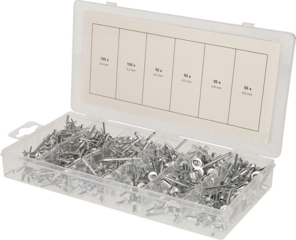 Brilliant Tools assortiment blindklinknagels, 400 stuks, 2,4 - 3,2 - 4 - 4,8 mm, BT066950