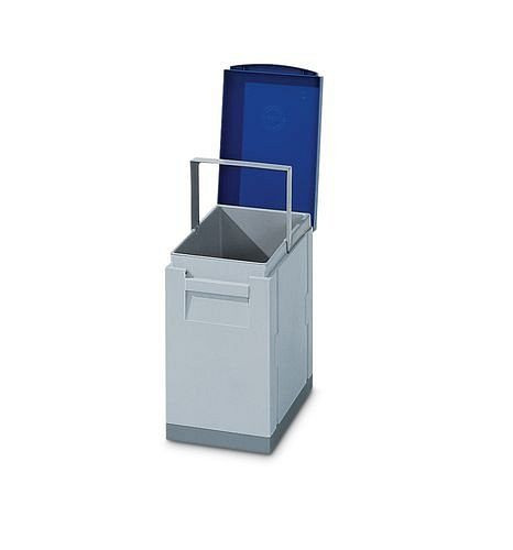 DENIOS Wertstoffsammelstation, mit blauem Klappdeckel, 15 Liter Volumen, 115995